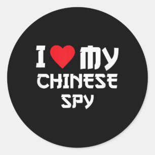 Sticker Rond J'Aime Mon Espion Chinois _2