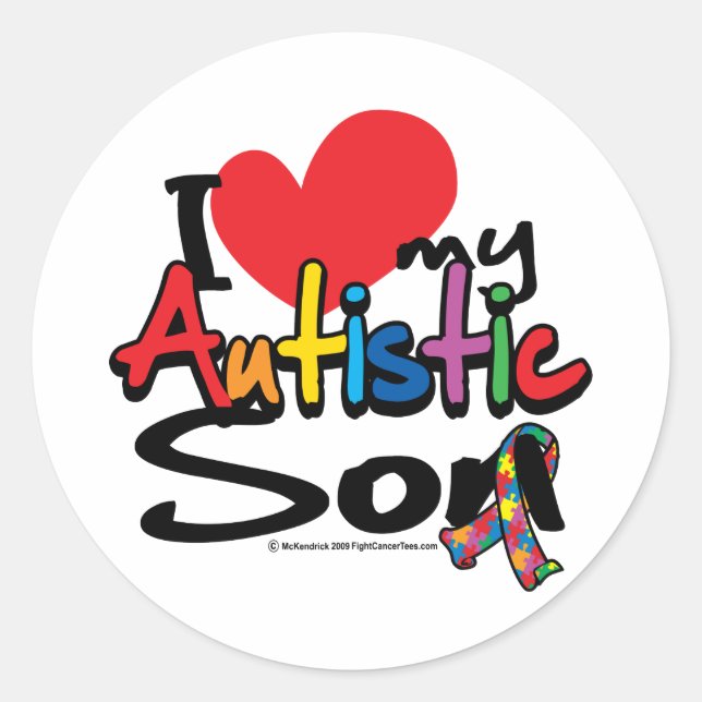 Sticker Rond J'Aime Mon Fils Autiste (Devant)