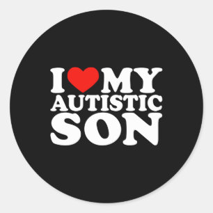 Sticker Rond J'aime mon fils autiste Je coeur mon fils autiste