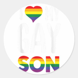 Sticker Rond J'AIME MON FILS GAY Fier Ally Rainbow Heart - Gay 
