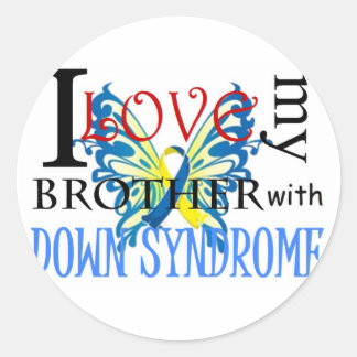 Sticker Rond J'aime mon frère avec le syndrome de Down
