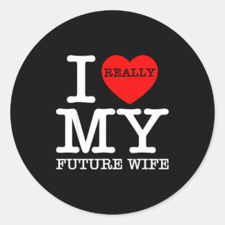 Sticker Rond J'aime mon futur femme mariage fiancée marié