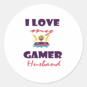 Sticker Rond J'aime mon Gamer Husband Funny Gaming T-Shirt