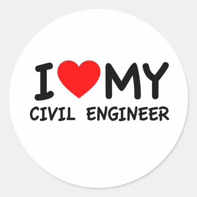 Sticker Rond J'aime mon ingénieur civil (Devant)