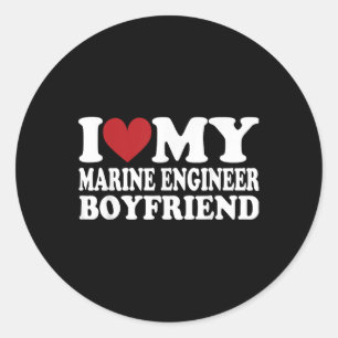 Sticker Rond J'Aime Mon Ingénieur Petit ami Ami Amusant Petite