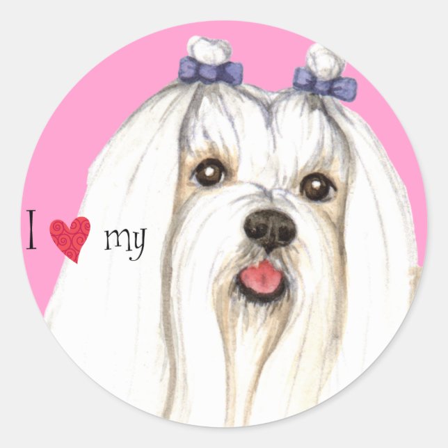 Sticker Rond J'aime mon maltais (Devant)