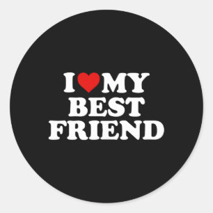 Sticker Rond J'Aime Mon Meilleur Ami Rouge Il