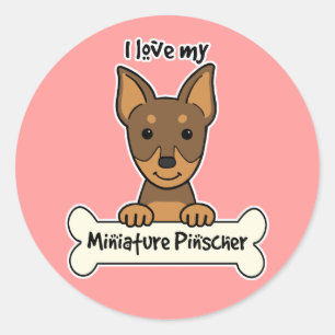 Sticker Rond J'Aime Mon Miniature Pinscher