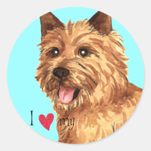 Sticker Rond J'aime mon Norwich Terrier