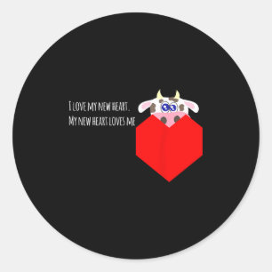 Sticker Rond J'aime mon nouveau patient cardiaque avec valvule