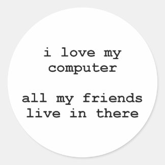 Sticker Rond j'aime mon ordinateur