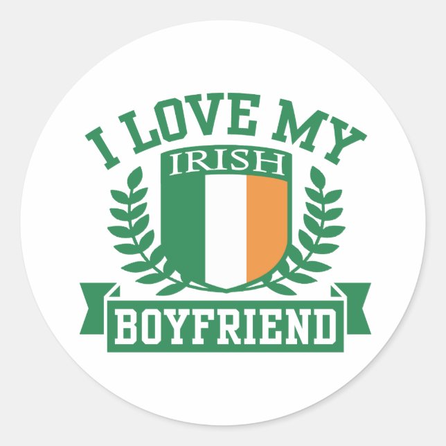 Sticker Rond J'aime mon petit ami irlandais (Devant)