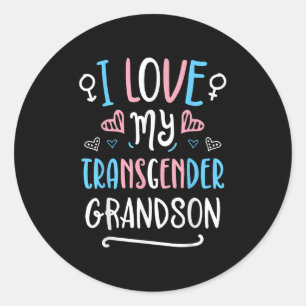 Sticker Rond J'aime mon petit-fils transgenre Lgbt Trans Pride