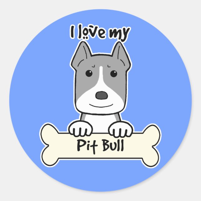 Sticker Rond J'Aime Mon Pitbull (Devant)