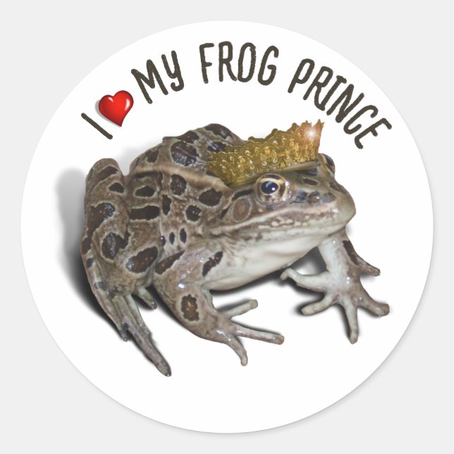 Sticker Rond J'Aime Mon Prince De Grenouille (Devant)