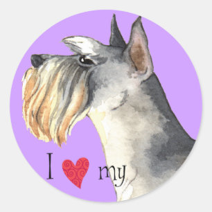 Sticker Rond J'aime mon Schnauzer miniature