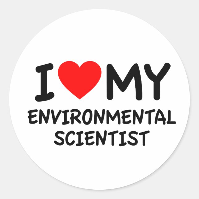 Sticker Rond J'aime mon scientifique de l'environnement (Devant)