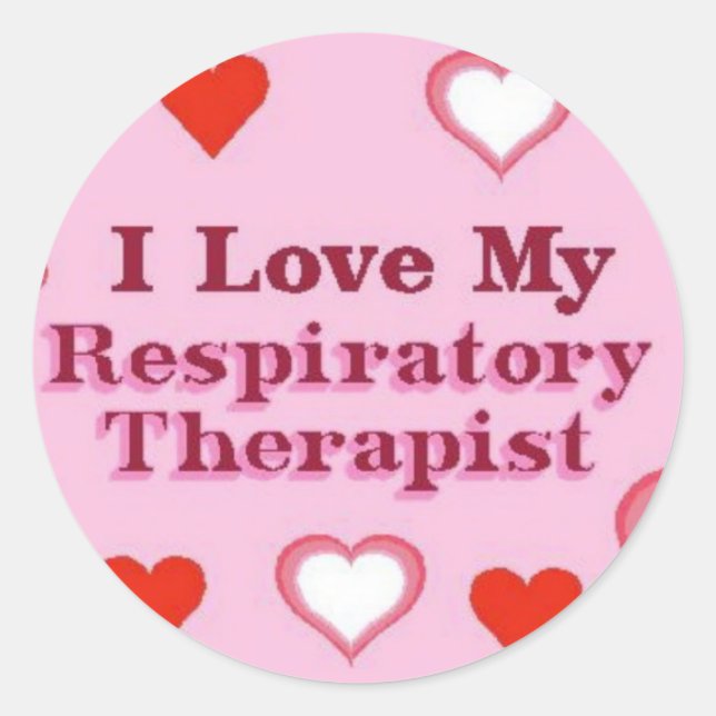 Sticker Rond J'Aime Mon Thérapeute Respiratoire (Devant)