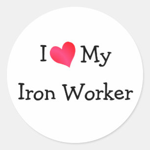 Sticker Rond J'Aime Mon Travailleur En Fer