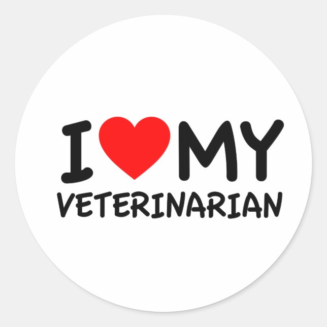Sticker Rond J'aime mon vétérinaire (Devant)