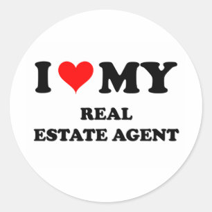Sticker Rond J'aime mon vrai agent immobilier