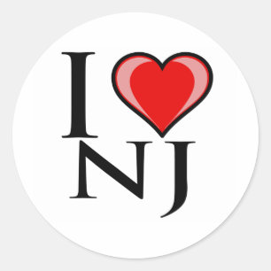 Sticker Rond J'aime NJ - New Jersey