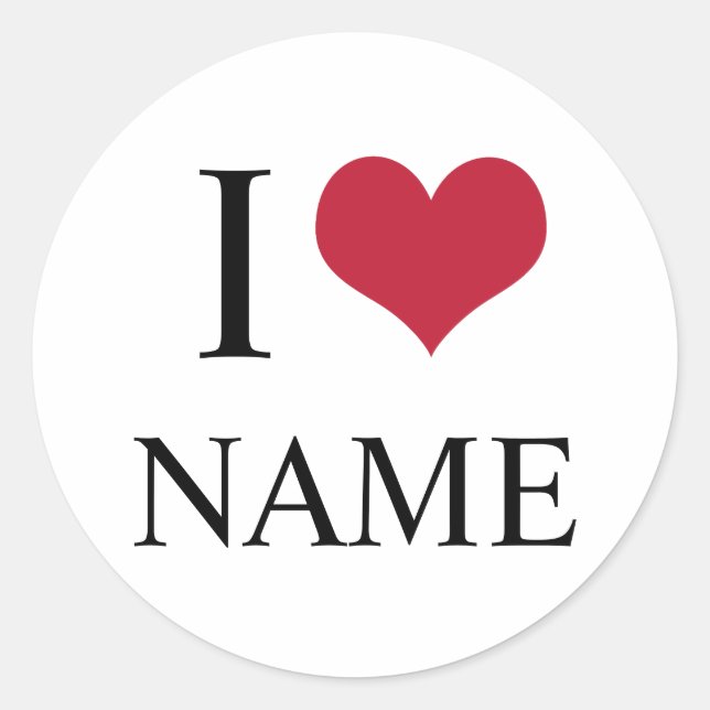 Sticker Rond J'aime Nom (Devant)