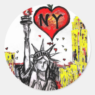 Sticker Rond J'aime NY