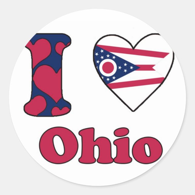 Sticker Rond J'aime Ohio (Devant)