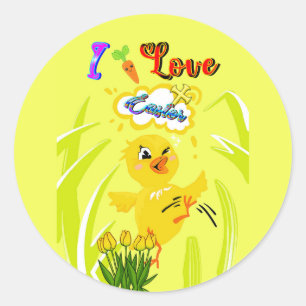 Sticker Rond J'aime Pâques