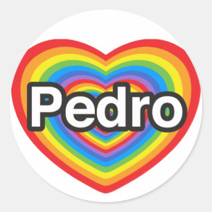 Sticker Rond J'aime Pedro. Je t'aime Pedro. Cœur