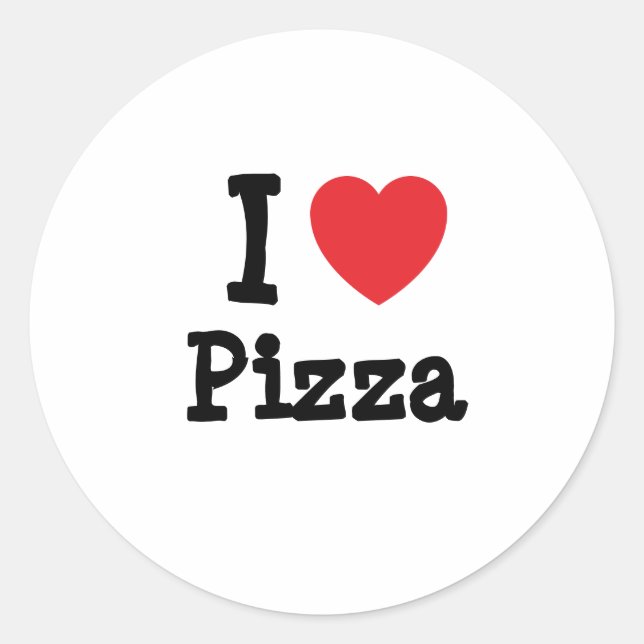 Sticker Rond J'aime Pizza coeur T-shirt (Devant)