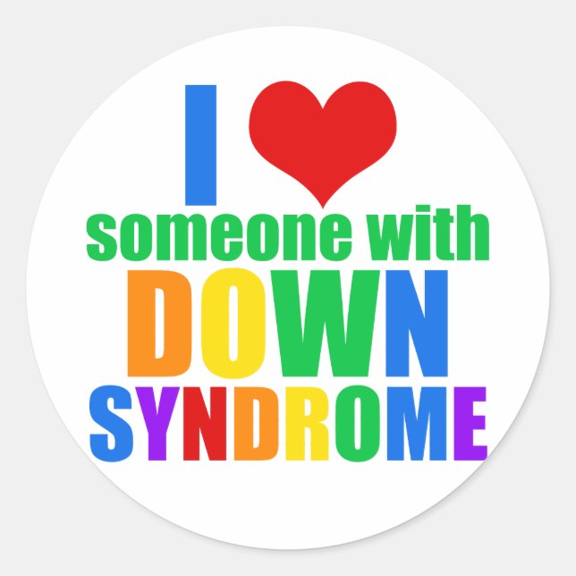 Sticker Rond J'Aime Quelqu'Un Avec Le Syndrome De Down (Devant)