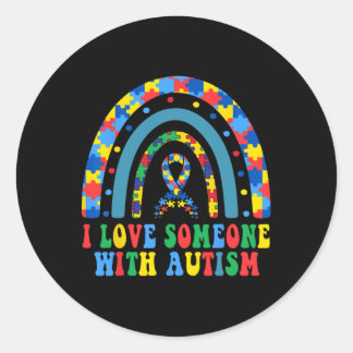 Sticker Rond J'Aime Quelqu'Un Avec Tee De Sensibilisation sur l