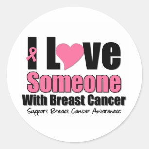 Sticker Rond J'Aime Quelqu'Un Avec Un Cancer Du Sein