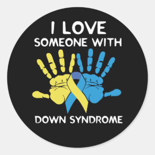 Sticker Rond J'Aime Quelqu'Un Avec Un Syndrome Inférieur Amour