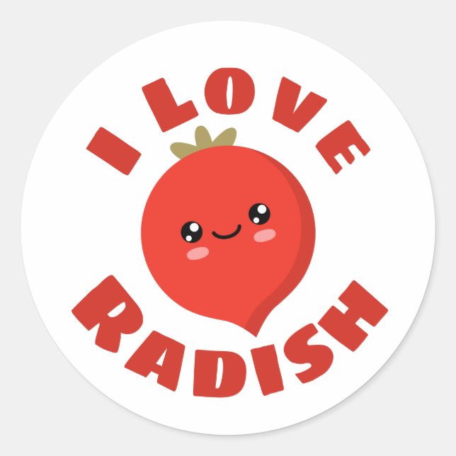 Sticker Rond J'aime Radish (Devant)