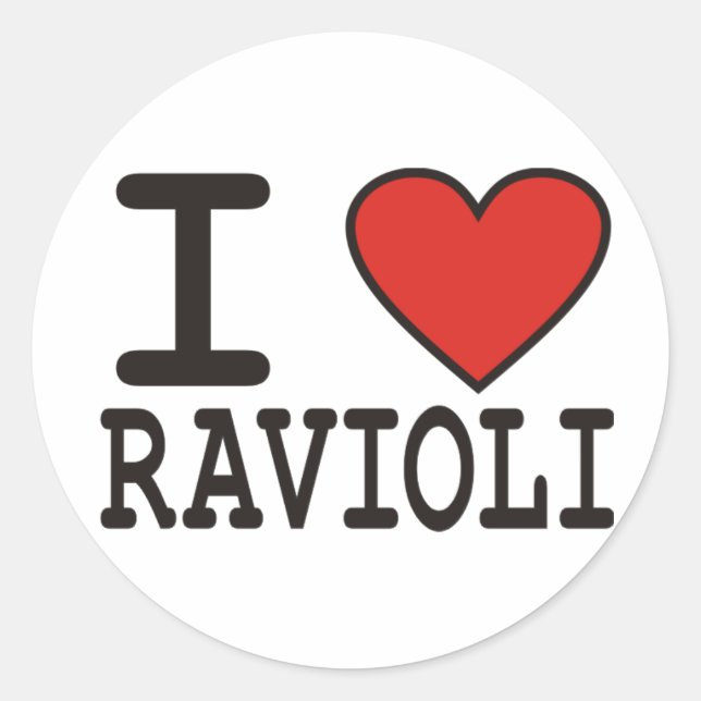 Sticker Rond J'aime Ravioli (Devant)