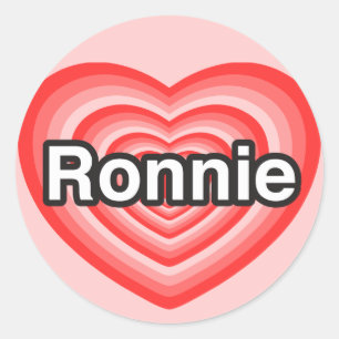 Sticker Rond J'aime Ronnie. Je t'aime Ronnie. Cœur