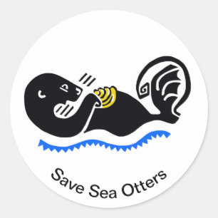 Sticker Rond J'aime Sea OTTERS - Guerrier de la faune - Nature