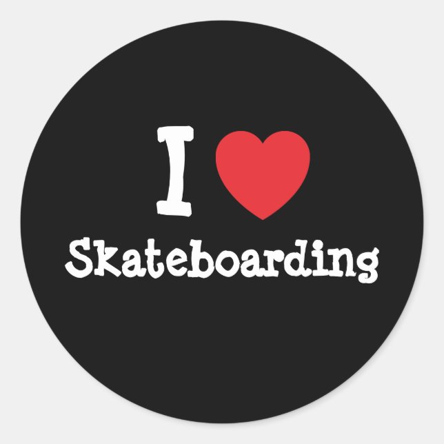 Sticker Rond J'aime Skateboard coeur personnalisé (Devant)