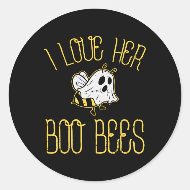 Sticker Rond J'Aime Son Boo Bees Couples Halloween Costum Adult (Devant)