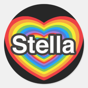 Sticker Rond J'aime Stella. Je t'aime Stella. Cœur