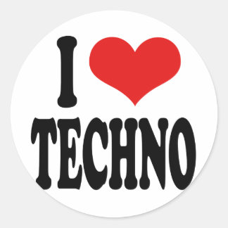 Sticker Rond J'aime Techno