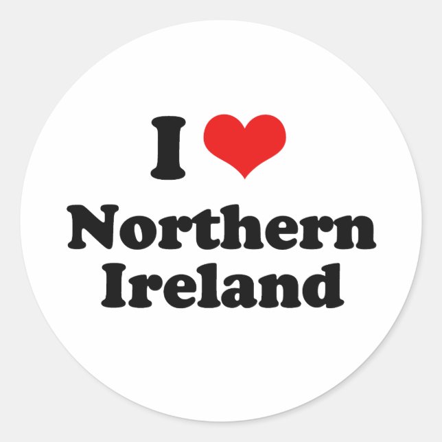 Sticker Rond J'aime Tshirt Irlande du Nord (Devant)