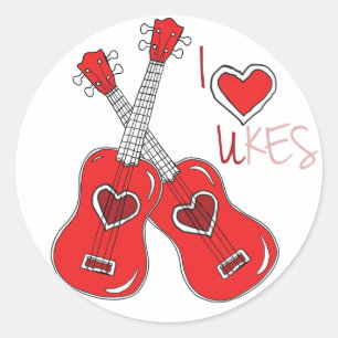 Sticker Rond J'aime Ukuleles