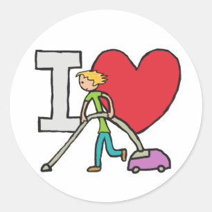 Sticker Rond J'Aime Vacuumer
