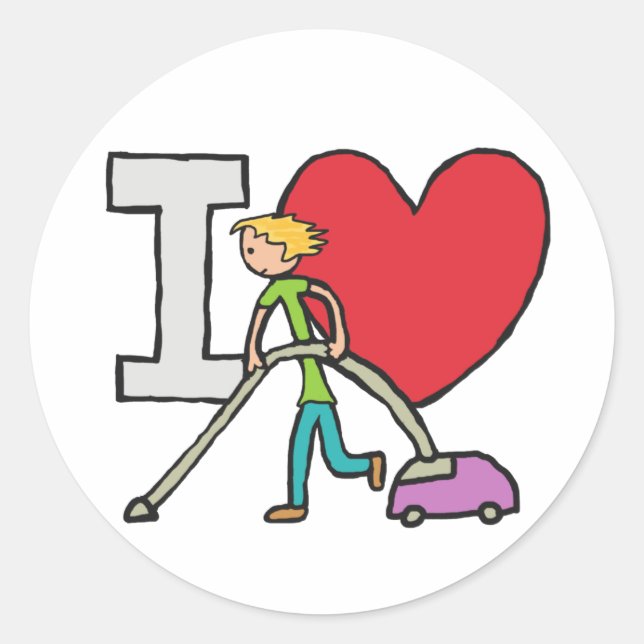 Sticker Rond J'Aime Vacuumer (Devant)