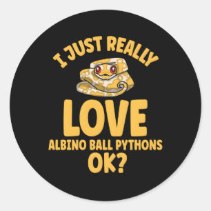 Sticker Rond J'Aime Vraiment Albino Ball Pythons Ok
