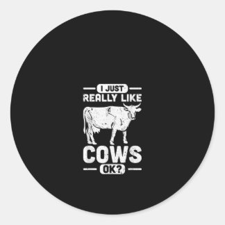 Sticker Rond J'Aime Vraiment Vaches Ok - Vache Cadeau